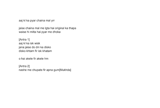 write original hindi and chhattisgarhi lyrics for you
